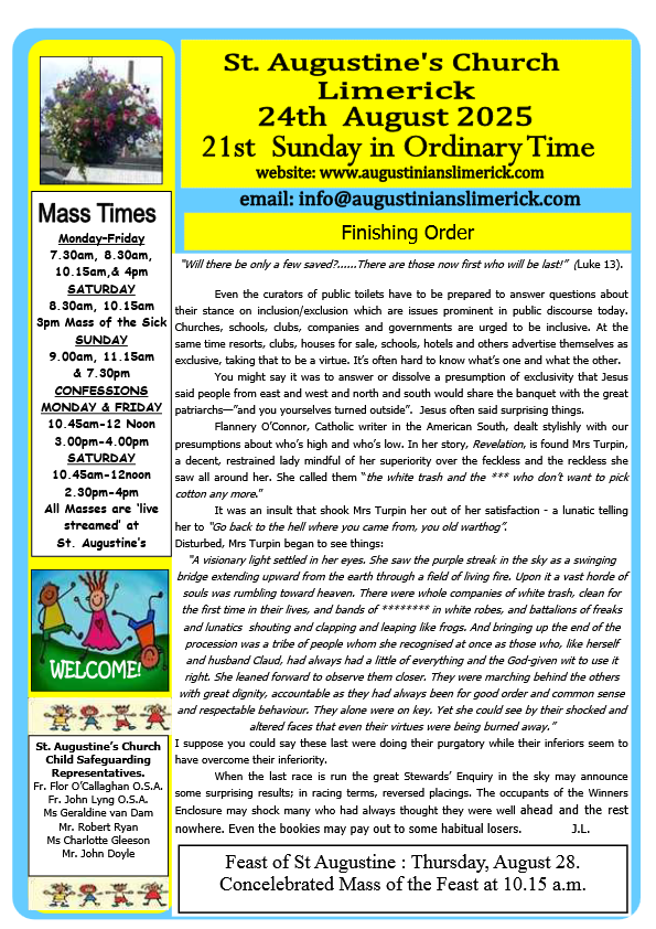 08 24 2025 bulletin augustinians limerick thumbnail