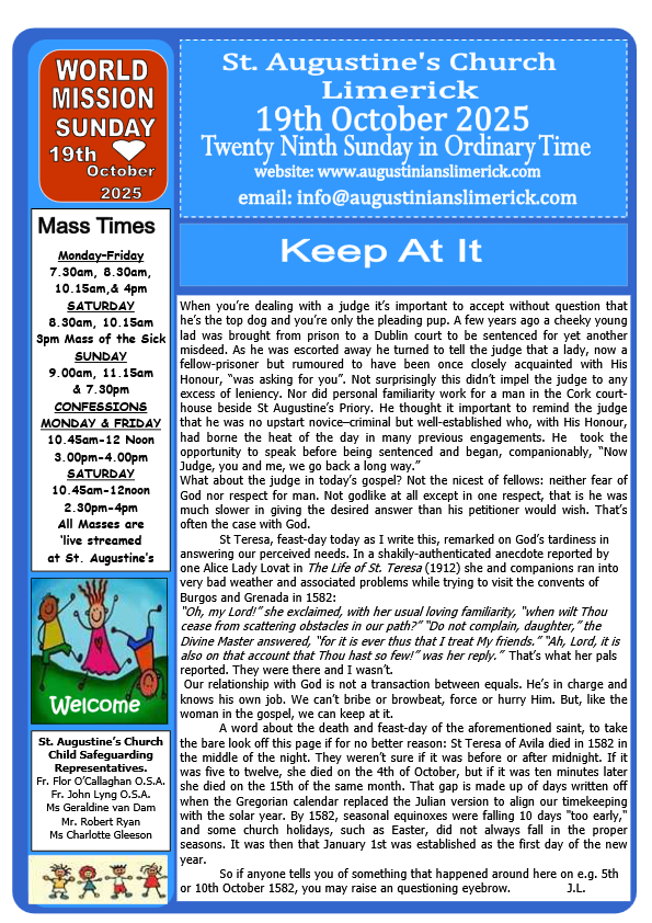 10 19 2025 bulletin augustinians limerick thumbnail