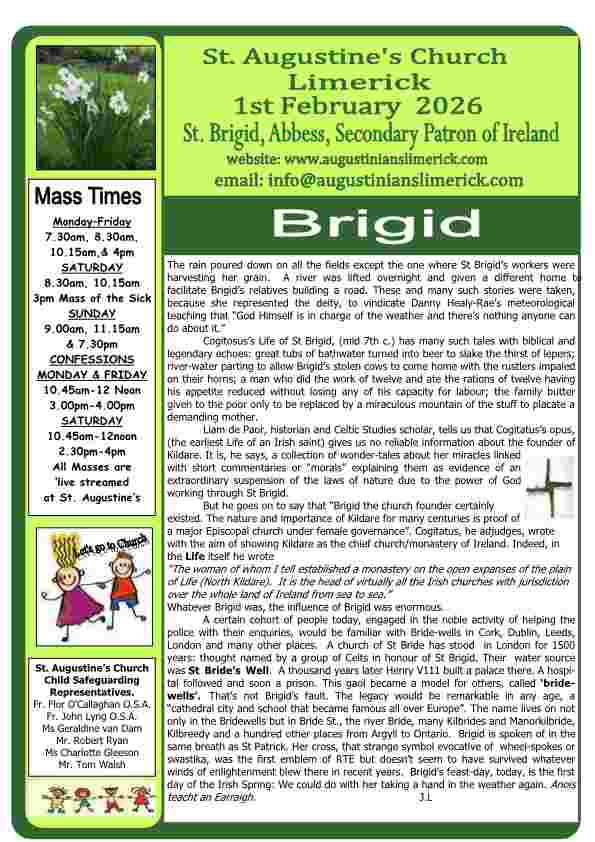 02 01 2026 Bulletin Augustinians Limerick Cover