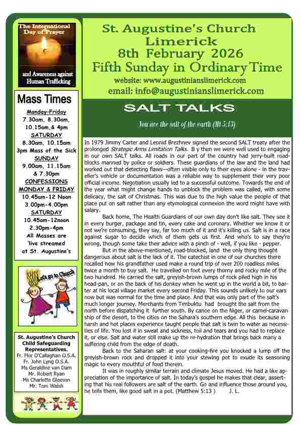02 08 2026 Bulletin Augustinians Limerick Cover