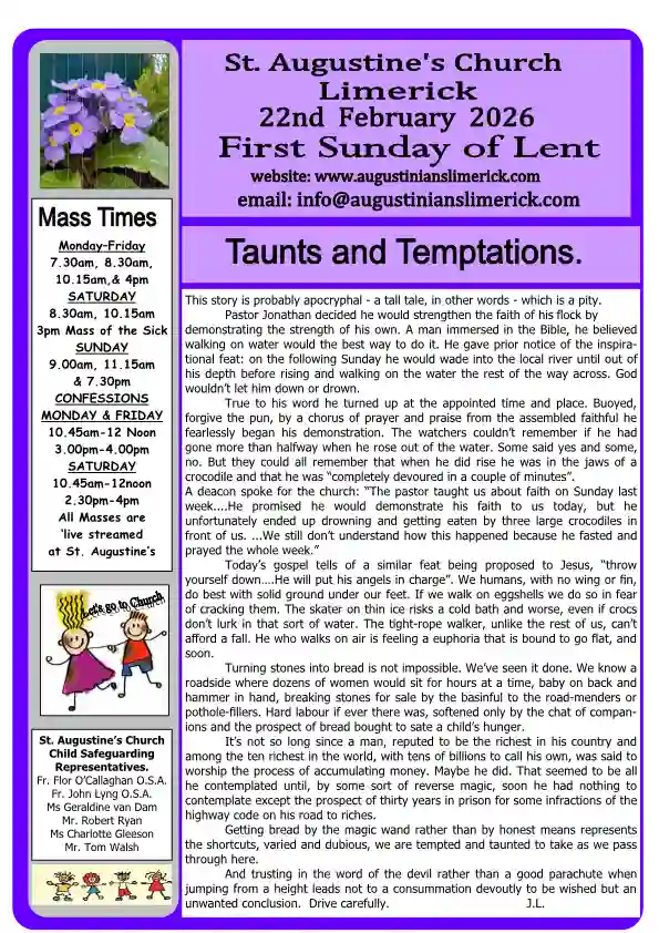 02 22 2026 Bulletin Augustinians Limerick Cover