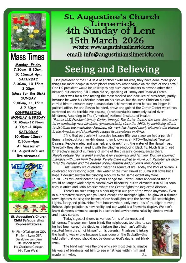 03 15 2026 Bulletin Augustinians Limerick Cover