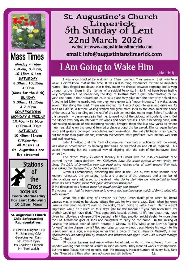 03 22 2026 Bulletin Augustinians Limerick Cover
