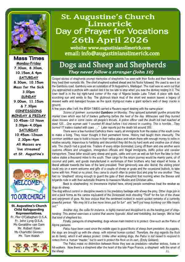 04 26 2026 Bulletin Augustinians Limerick Cover