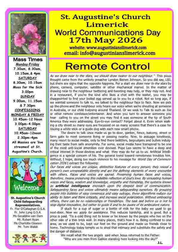 05 17 2026 Bulletin Augustinians Limerick cover