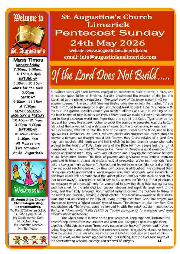 05 24 2026 Bulletin Augustinians Limerick cover