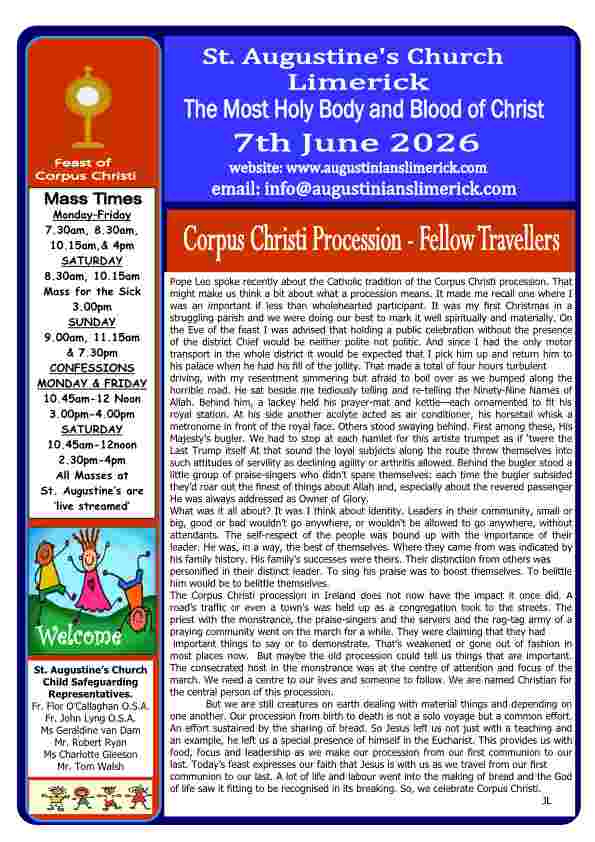 06 07 2026 Bulletin Augustinians Limerick Cover