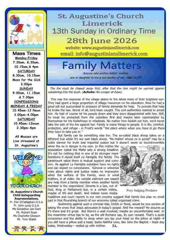 06 28 2026 Bulletin Augustinians Limerick Cover