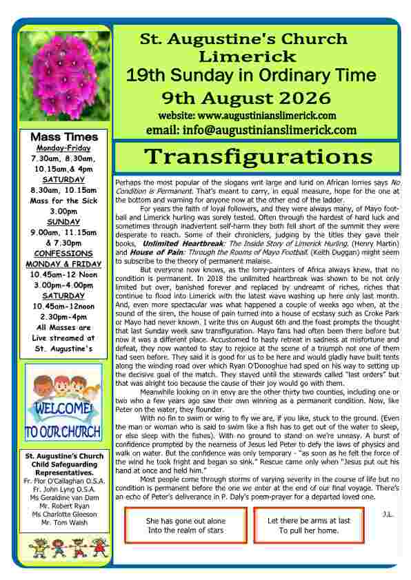 08 09 2026 Bulletin Augustinians Limerick