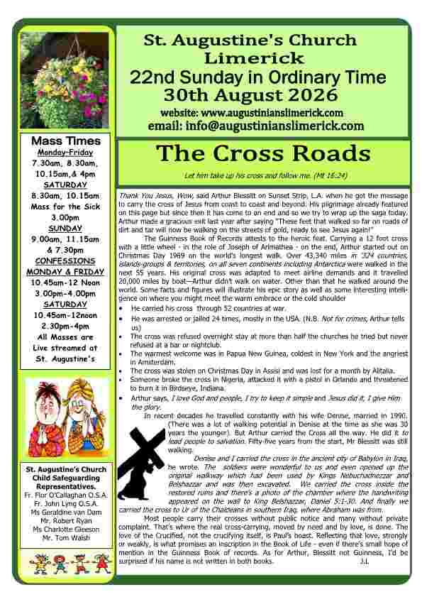 08 30 2026 Bulletin Augustinians Limerick cover