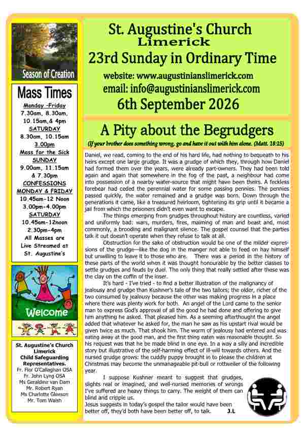 09 06 2026 Bulletin Augustinians Limerick cover