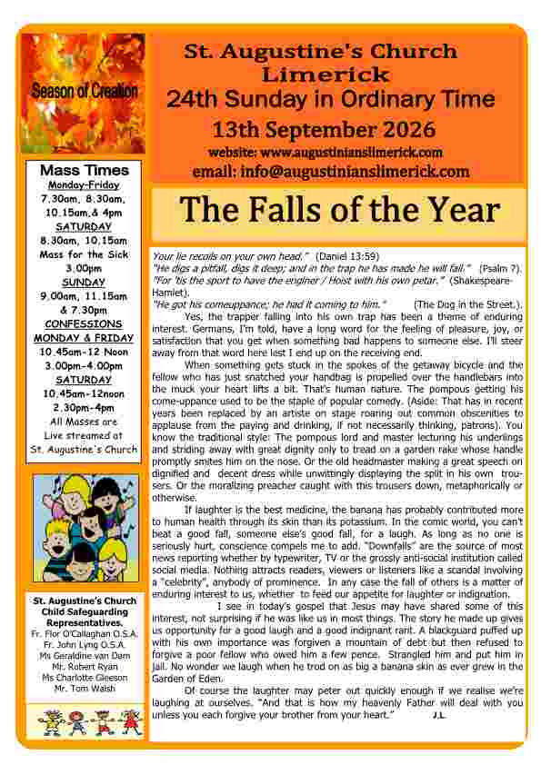 09 13 2026 Bulletin Augustinians Limerick cover