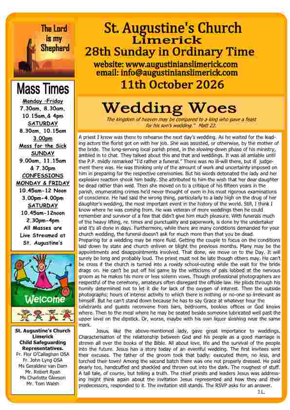 10 11 2026 Bulletin Augustinians Limerick Cover